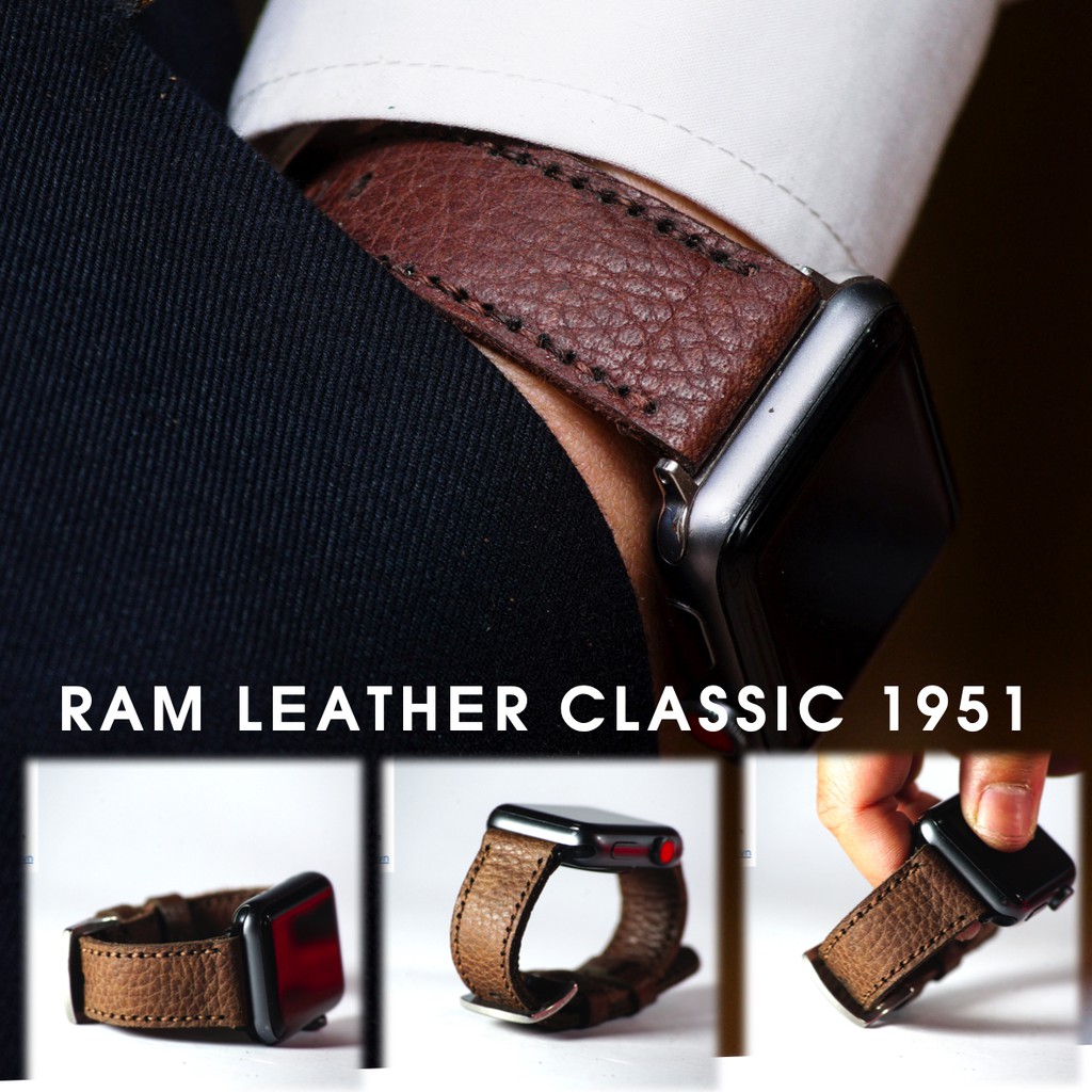 Dây đồng hồ da bò thật nâu hạt RAM Leather 1951 - tặng khóa chốt và cây thay dây