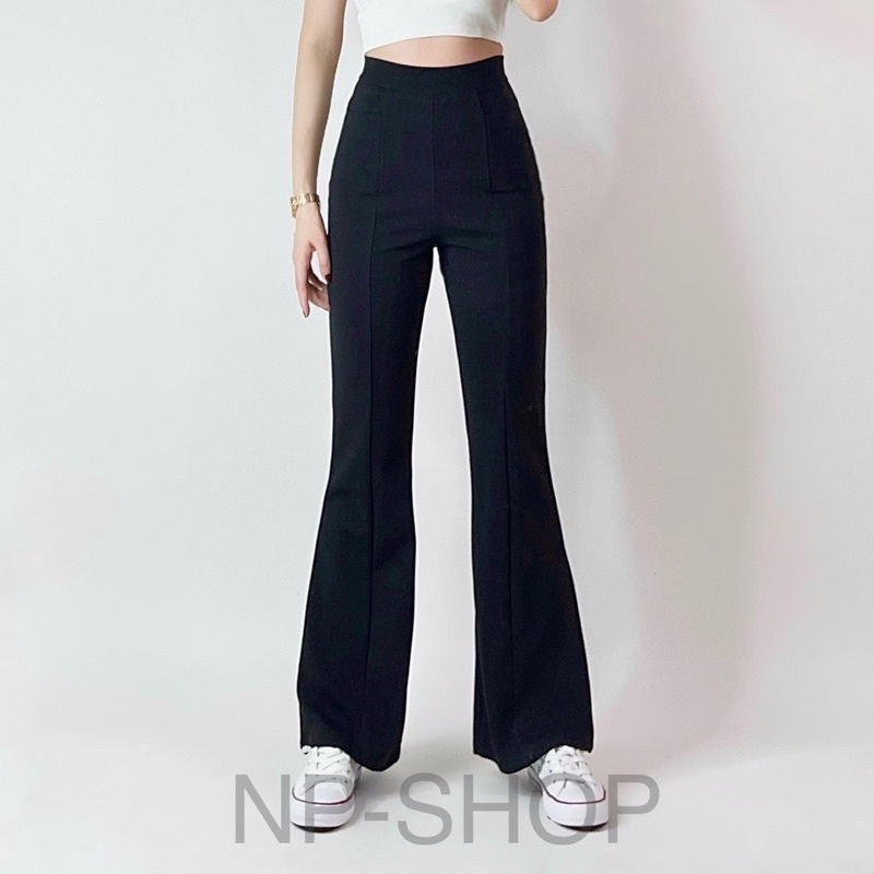 Quần tây nữ ống loe NPSHOP lưng cao dáng dài, quần ống loe cạp cao vải mềm mịn co giãn | BigBuy360 - bigbuy360.vn