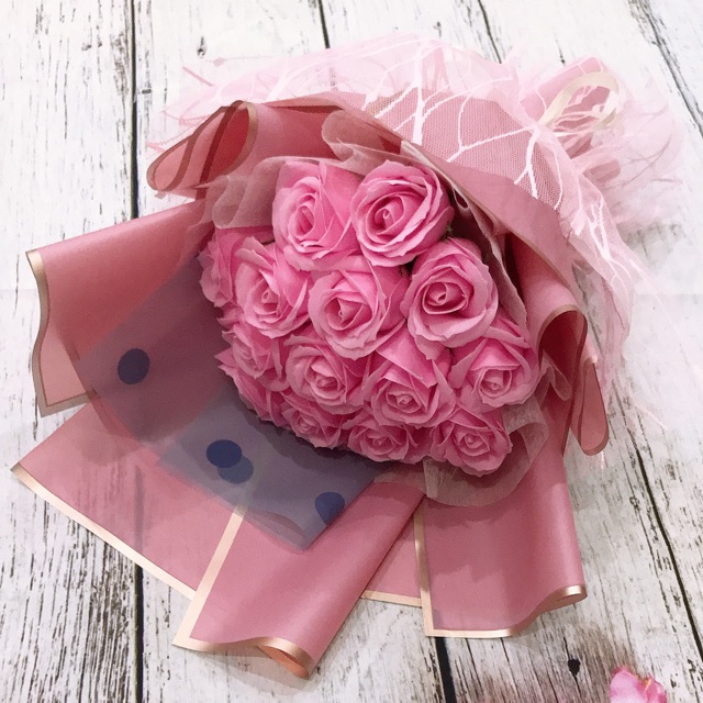 Bó hoa sáp đẹp màu Hồng nhẹ nhàng