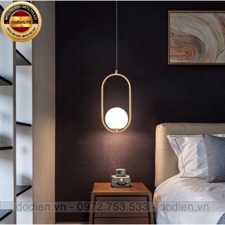 Đèn thả elip thuỷ tinh decor hiện đại dây 2m , đèn quả cầu T015 phong cách Bắc Âu