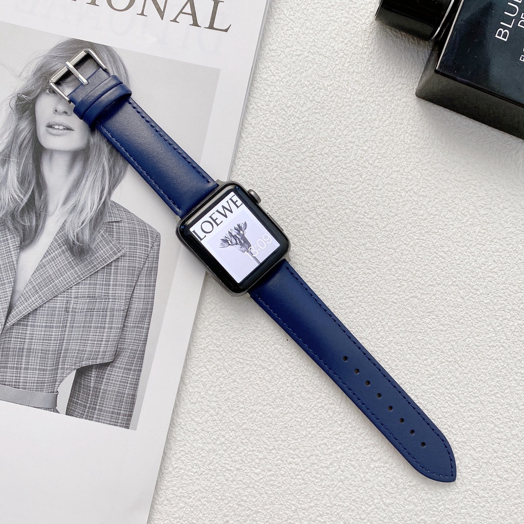 Dây apple watch da bò thật trơn cực mềm cho iwatch series 3 4 5 6 7 se hermes dây đồng hồ apple watch da seri 3 4 5 6 7