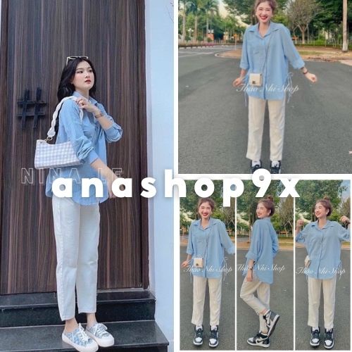 Sơ mi túi hộp trơn thắt nơ phong cách hàn quốc ANASHOP9X