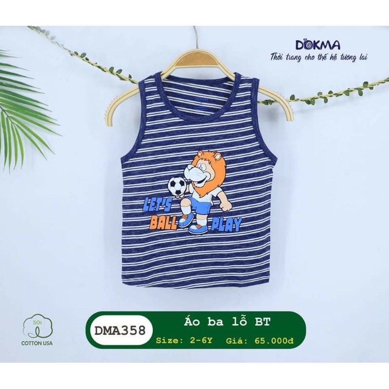 (6 tuổi) Áo 3 lỗ bé trai Dokma, chất cotton Mỹ cao cấp (DMA358)