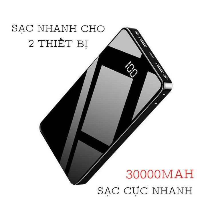 [TẶNG NGAY CAP SẠC] PIN SẠC DỰ PHÒNG CÔNG SUẤT 20000MAH GƯƠNG ĐEN CAO CẤP - SẠC DỰ PHÒNG 2 CỔNG SẠC HỖ TRỢ VÔ PIN NHANH