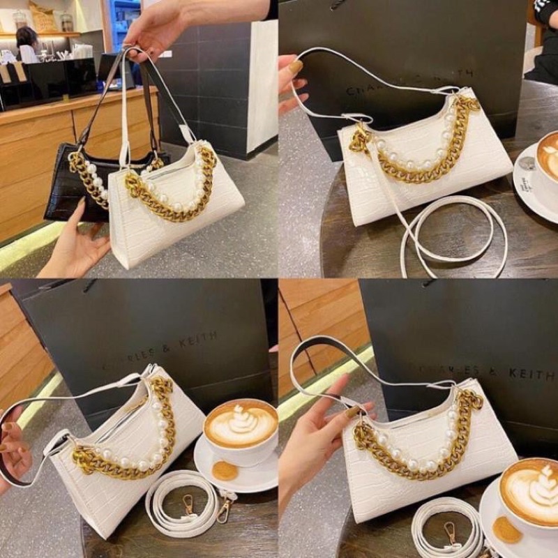 Túi Kẹp Nách Dây Ngọc, Túi Xách Nữ Đeo Chéo Đeo Vai Pha Xích