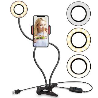 Đèn LED vòng Selfie USB Đèn Flash di động có giá đỡ điện thoại Đèn bàn