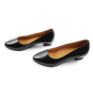 Giày Cao Gót Nữ Đế Vuông Cao 3cm Da Thật Siêu Mềm Evelynv 3P01MC (Đen)