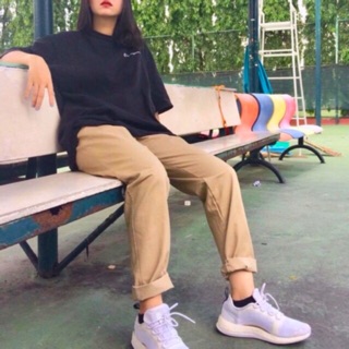 Quần BAGGY KAKI màu tan như hình. Nam nữ mặc được CÓ SẴN- hình thật