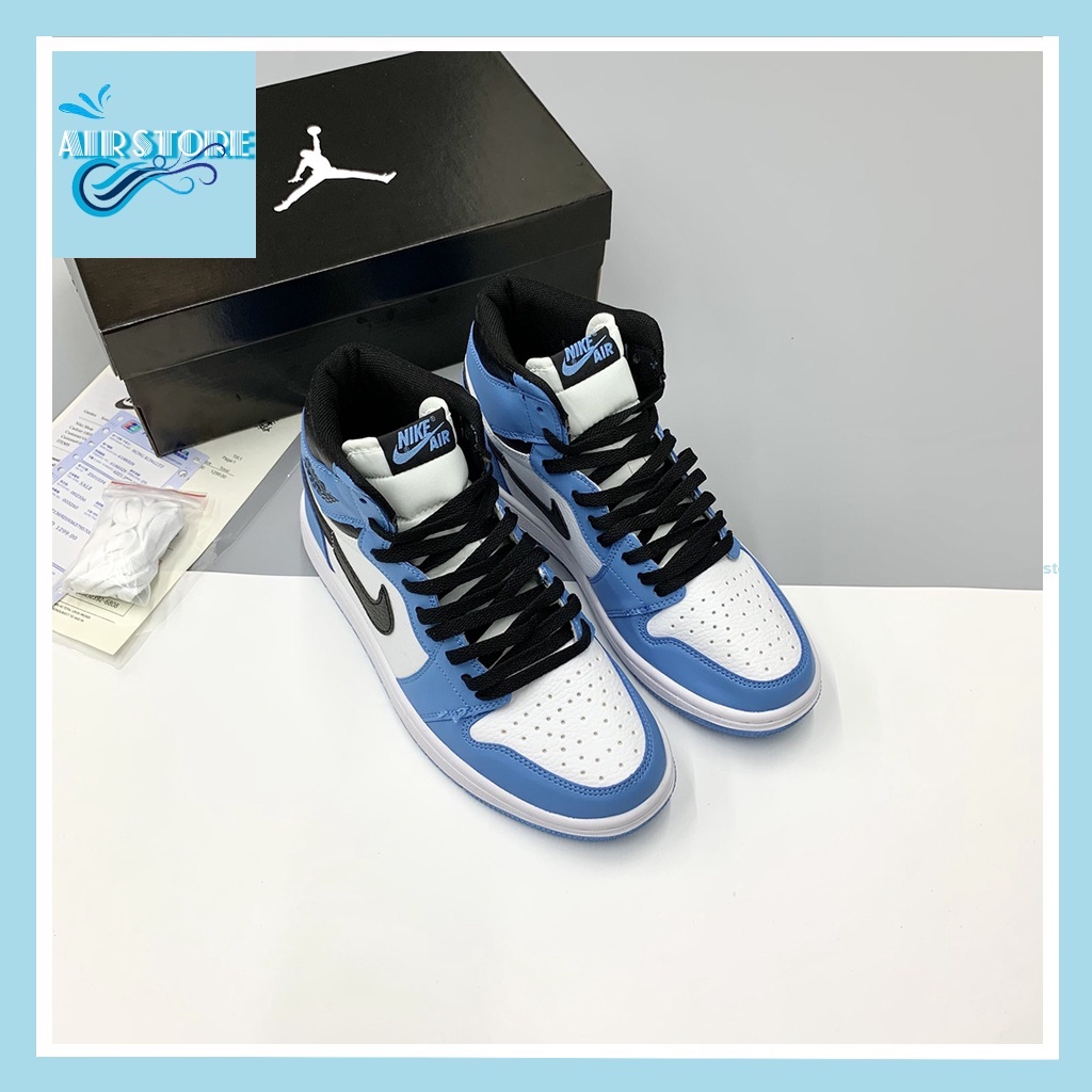 Giày Jordan, Giày Jordan Cổ Cao Xanh Dương Nam Nữ Hàng Đẹp Full Box Tặng Kèm Phụ Kiện