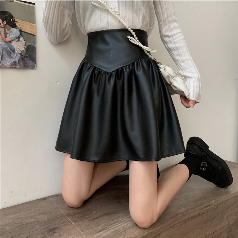 Chân váy bằng da PU lưng cao dáng chữ A phong cách gợi cảm thời trang cho nữ | BigBuy360 - bigbuy360.vn