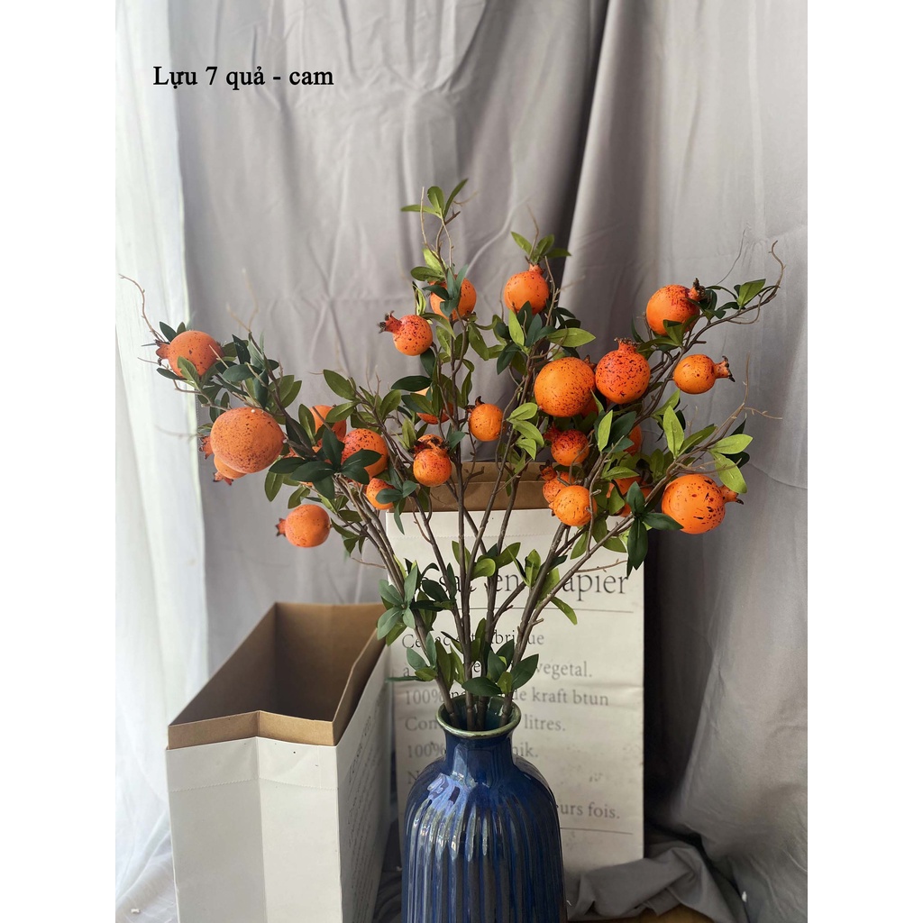 Lựu Giả 🌺 Cành Lựu 7 Quả Trang Trí