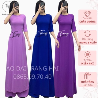 Bộ áo dài truyền thống, áo dài cổ tròn tay lỡ, áo dài lụa-Trang Hải