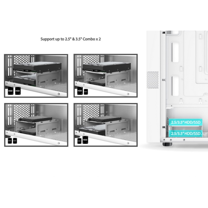 Vỏ Case Xigmatek Fadil 1F White M-ATX, TẶNG 1 FAN LED new chính hãng