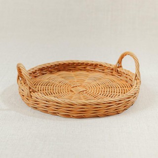 Khay mây tròn (30cm) - có quai
