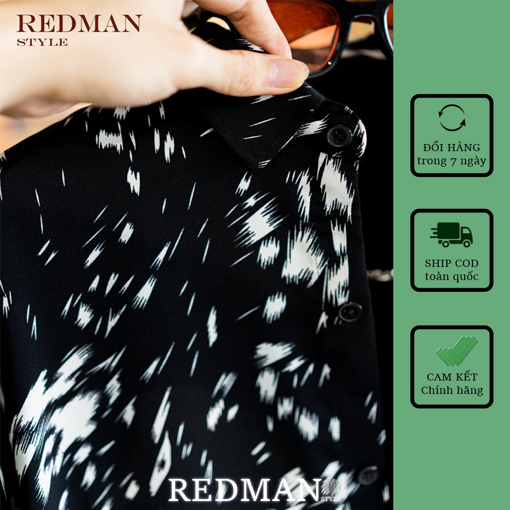 Áo sơ mi nam họa tiết dài tay mẫu da báo đen - Vải lụa cao cấp chống nhăn Hàn Quốc