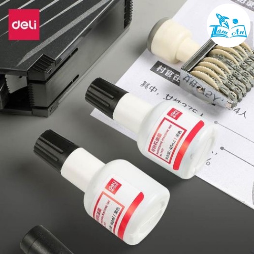Mực dấu đen Deli 7521 lọ 40ml (Dùng cho dấu số nhảy và máy bắn giá)