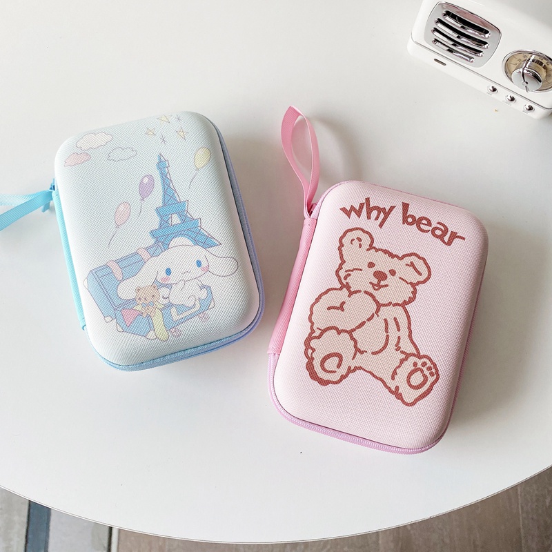 Túi đựng tai nghe/ cáp sạc mini họa tiết hoạt hình dễ thương thích hợp cho Iphone