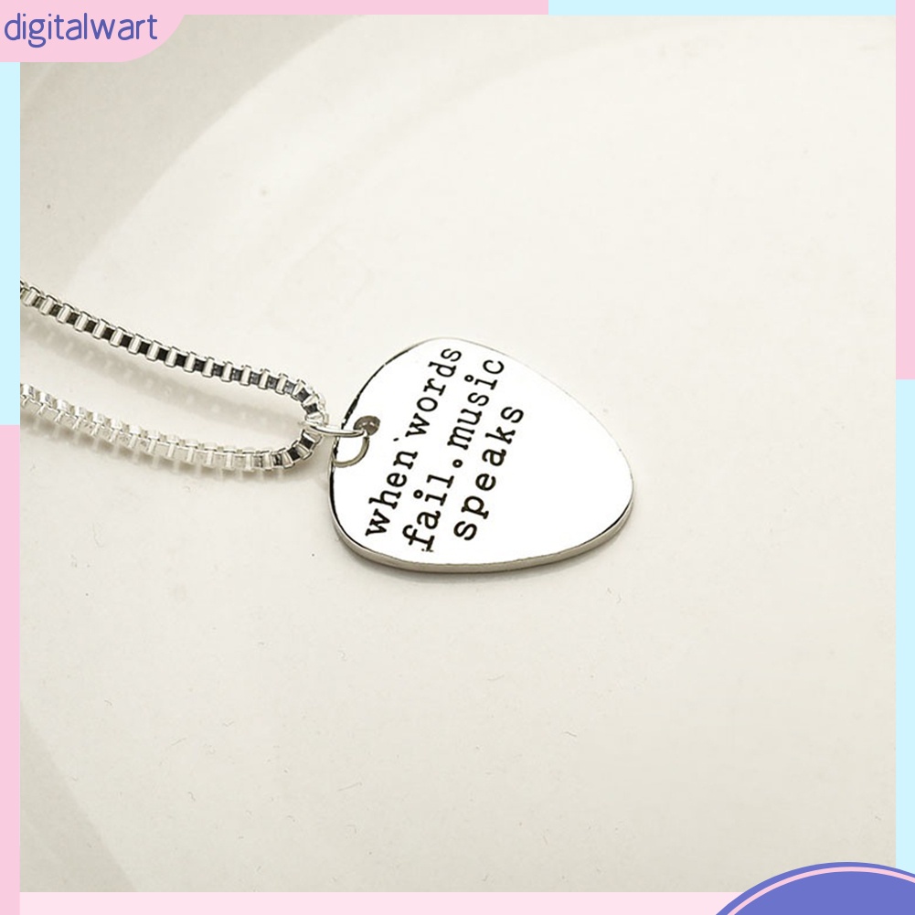 Dây Chuyền Mặt Tròn Khắc Chữ When Words Fail Music Speak Dễ Thương