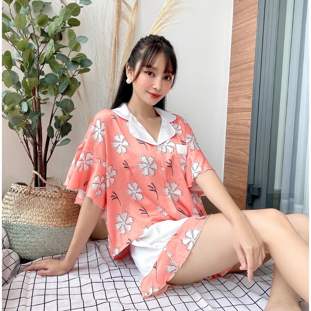 Bộ Lụa Cánh Tiên Họa Tiết Mặc Nhà | BigBuy360 - bigbuy360.vn