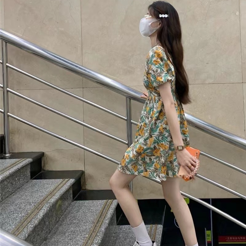 Váy Nữ Thời Trang Đơn Giản Mới Mùa Hè Phiên Bản Hàn Quốc Váy Tay Phồng Gợi Cảm