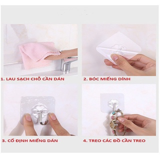 Móc dán tường siêu dính trong suốt chịu lực tốt, móc treo đồ tiện dụng 6x6 cm
