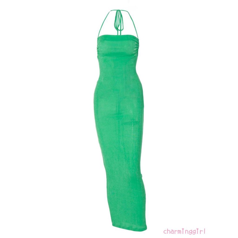 Đầm Dài Sát Nách Màu Trơn Hở Lưng Thời Trang Cho Nữ