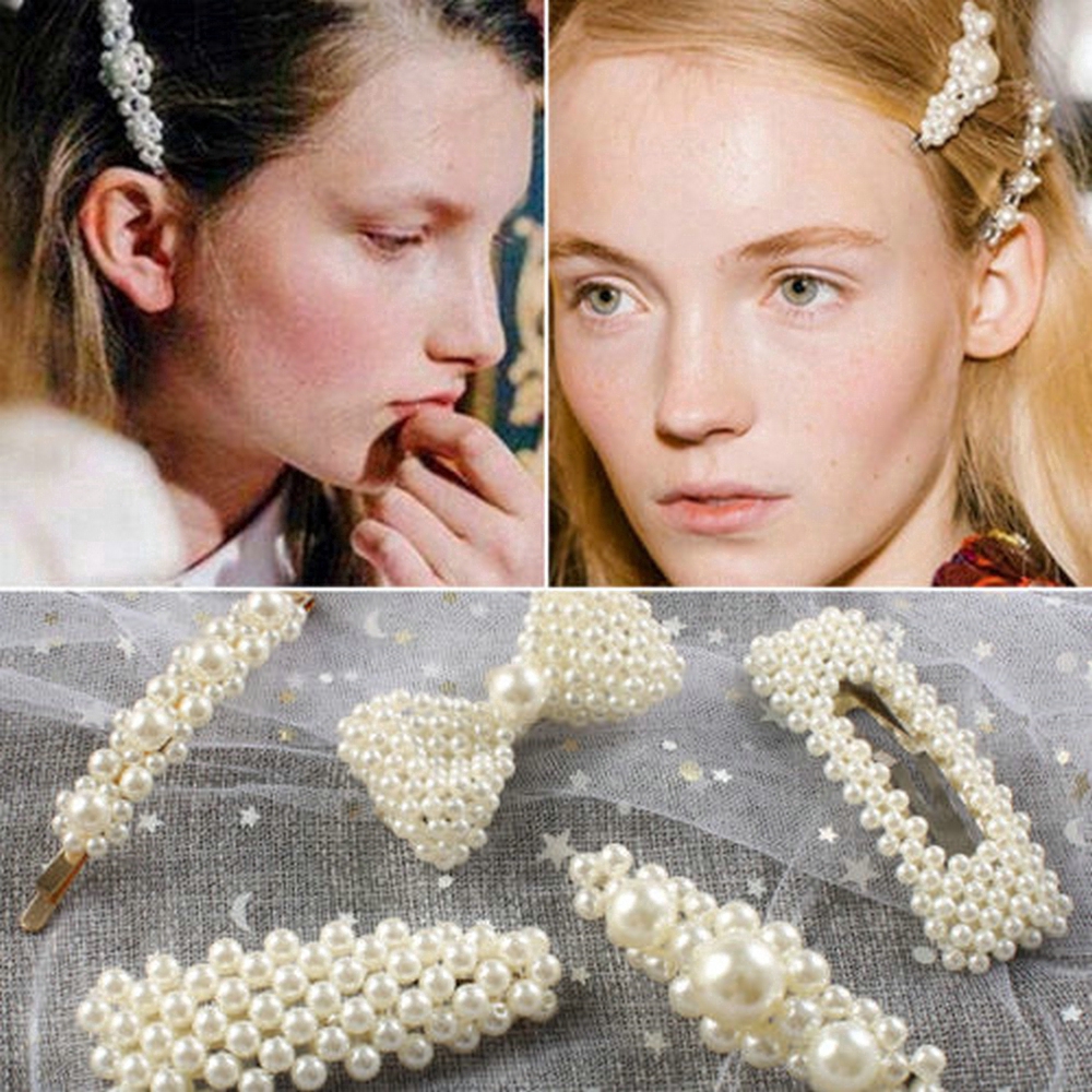 Kẹp tóc thời trang nữ đính ngọc trai giả nhiều kiểu dáng