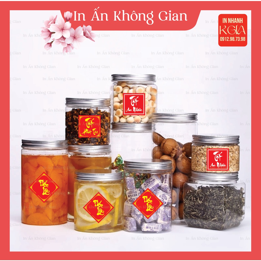 25 Tem tết vuông 3cm  - tết phát tài - phúc lộc chất liệu decal giấy cao cấp by KGIA STICKER