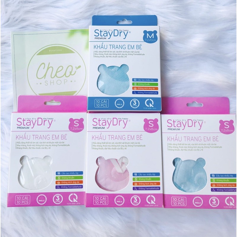 Khẩu trang y tế cho em bé StayDry Premium hộp 10 cái