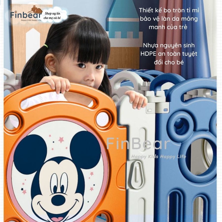 Quây cũi nhựa gấp gọn Pakey Mickey, nhiều kích thước sẵn 2 màu đáng yêu cho bé FINBEAR