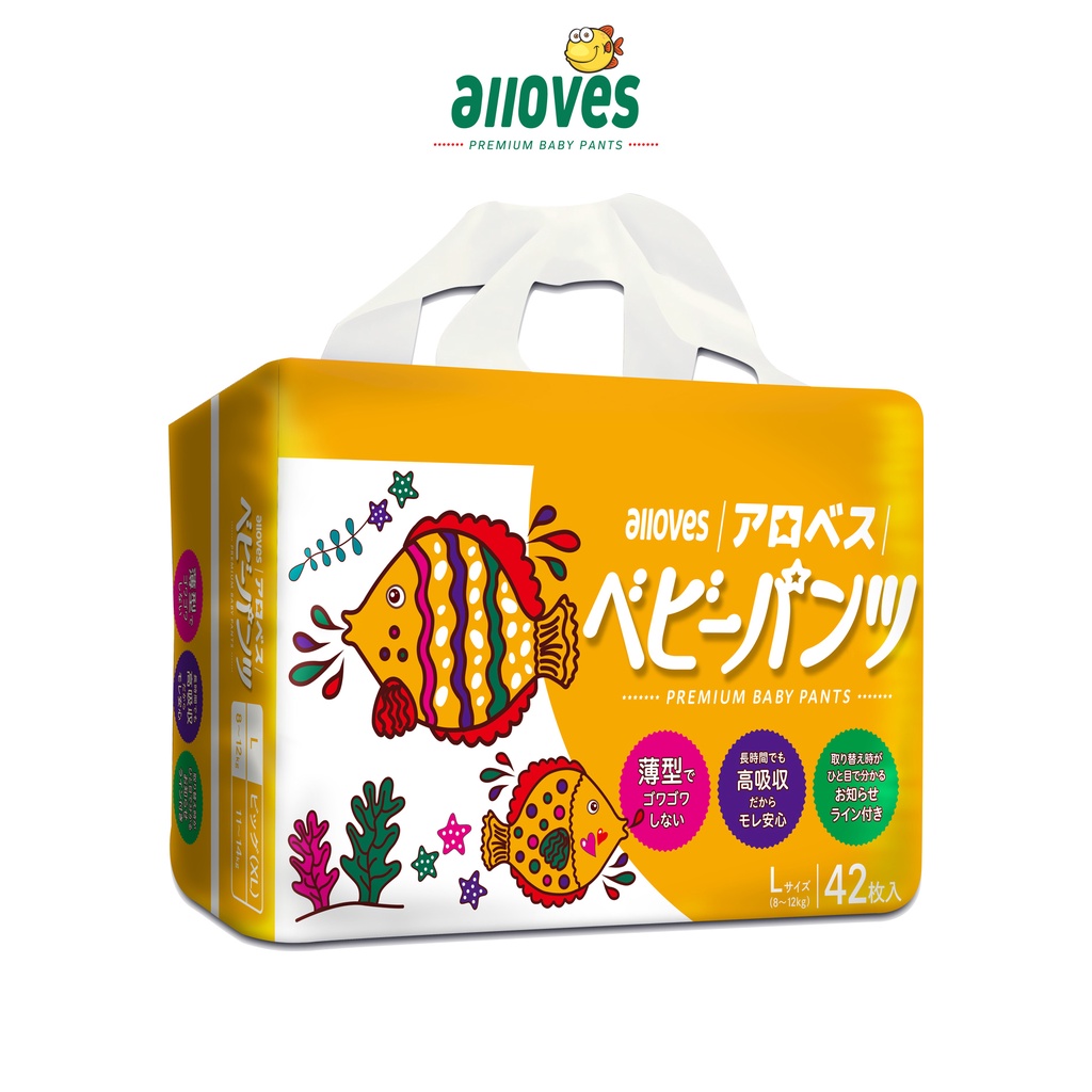 Tã quần Alloves nhập khẩu Nhật Bản size L 42 miếng