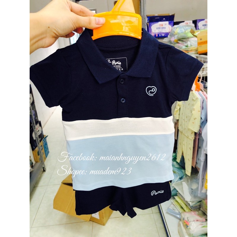 Bộ Polo cộc tay Ponie bé trai, bé gái hãng Bu baby