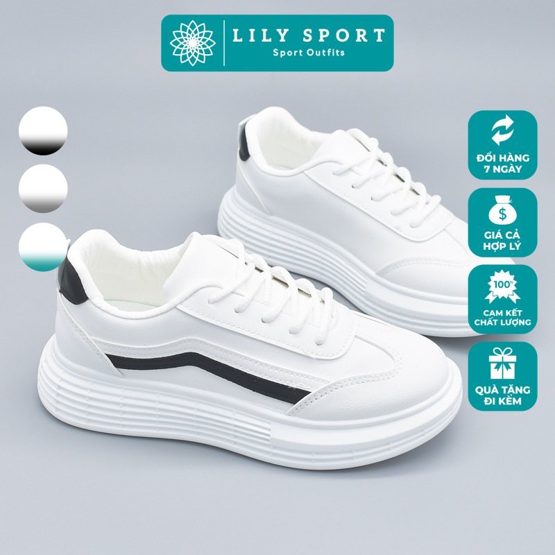 Giày thể thao nữ độn đế sneaker trắng bata đôi cổ cao giá rẻ HQ8812