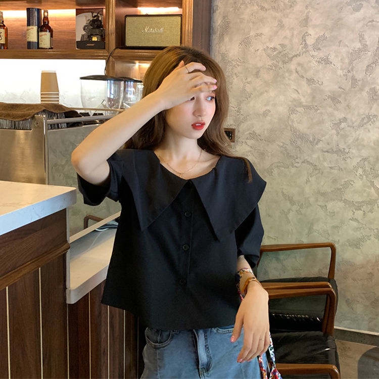 New Korean Style Tops for Women Fashion Loose Small and Short Niche Puff Short Sleeve Shirt