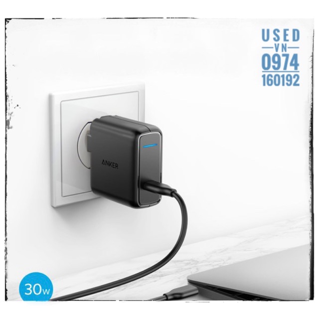 Adapter Sạc 1 Cổng Anker PowerPort Speed 30W - A2014 - Hàng Chính Hãng, Nobox | USEDVN