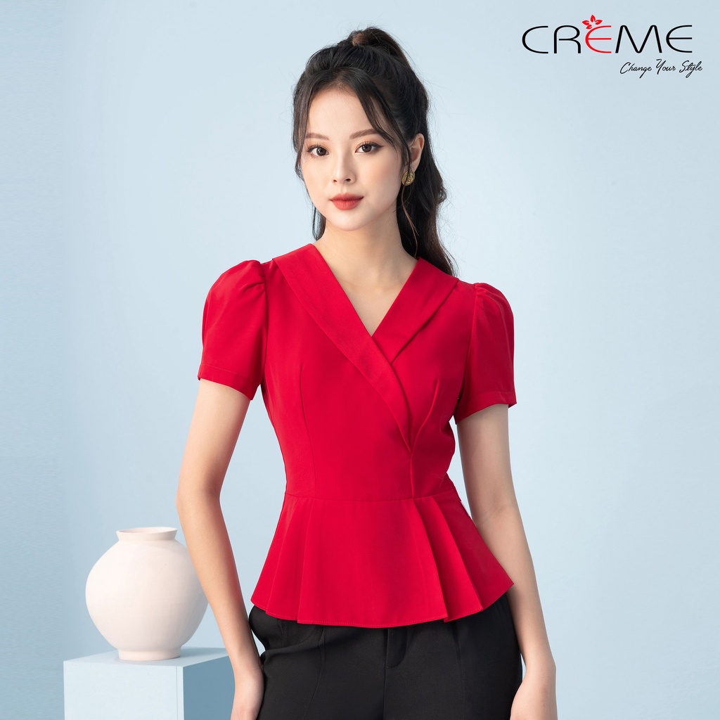 Áo sơ mi peplum tôn eo thon tuyệt đối SM1049 CREME