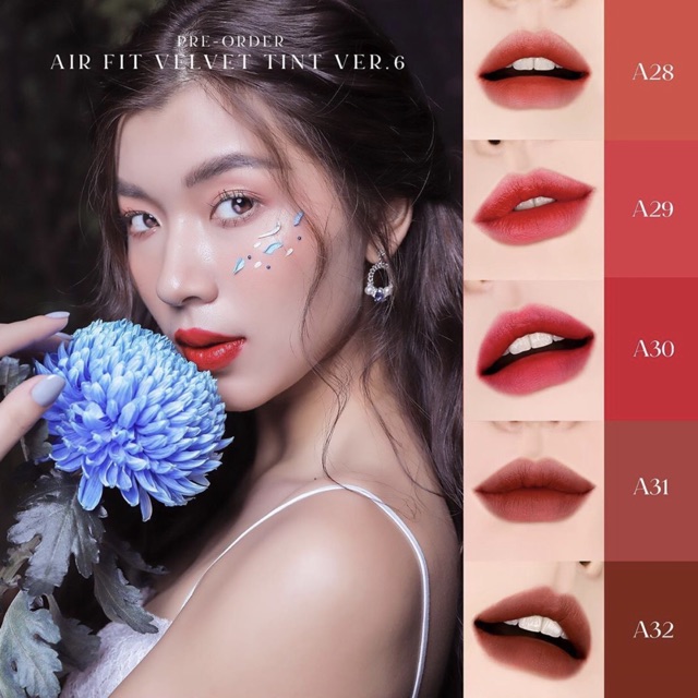 [A28-A32] Son kem lì Black Rouge Air Fit Velvet Tint Ver6 vỏ xanh (Có Sẵn)