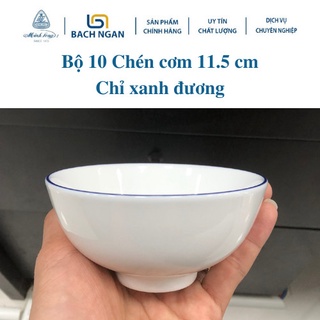 Bộ 10 chén cơm 11.5 cm Jasmine Chỉ Xanh dương cao cấp dùng trong gia đình, đãi khách hay tặng người thân, bạn bè