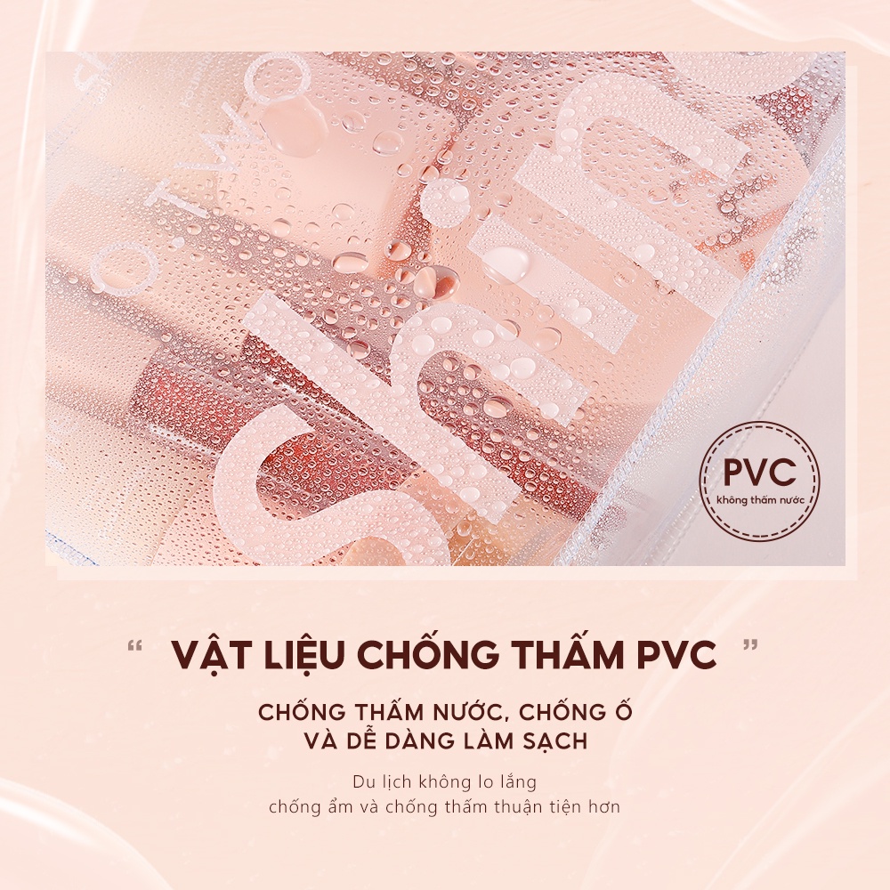 Túi đựng mỹ phẩm O.TWO.O 58g bằng PVC trong suốt nhỏ gọn chống nước