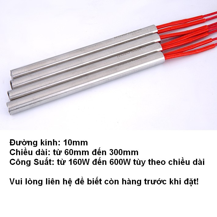 Thanh gia nhiệt một đầu phi 12, thanh nhiệt sấy khuôn, que gia nhiệt, ti nhiệt,  điện trở đốt nóng một đầu