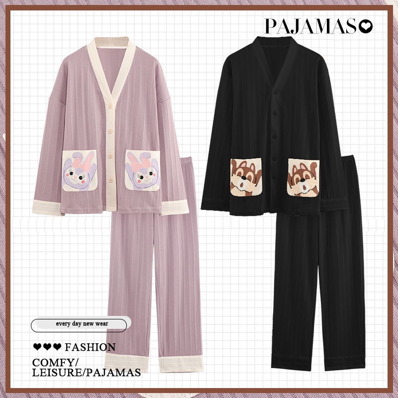 Bộ Đồ Ngủ Cotton Tay Dài Thời Trang Xuân Thu Dành Cho Cặp Đôi