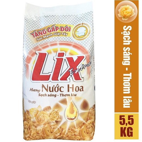 Combo Bột Giặt Lix Extra Hương Nước Hoa 5.5Kg + Nước Rửa Chén Lix Siêu Đậm Đặc Trà Xanh 400g - EH055 + TX40T