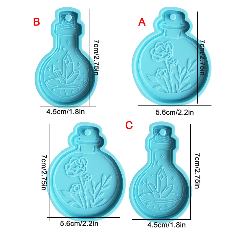 Khuôn Silicone Làm Móc Khóa Hình Lọ Hoa Đính Đá Diy