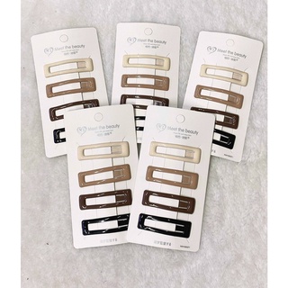 1 vĩ 4 cái kẹp tóc mái vuông dạng tách, bẻ gam màu trà sữa (nâu, đen, kem)