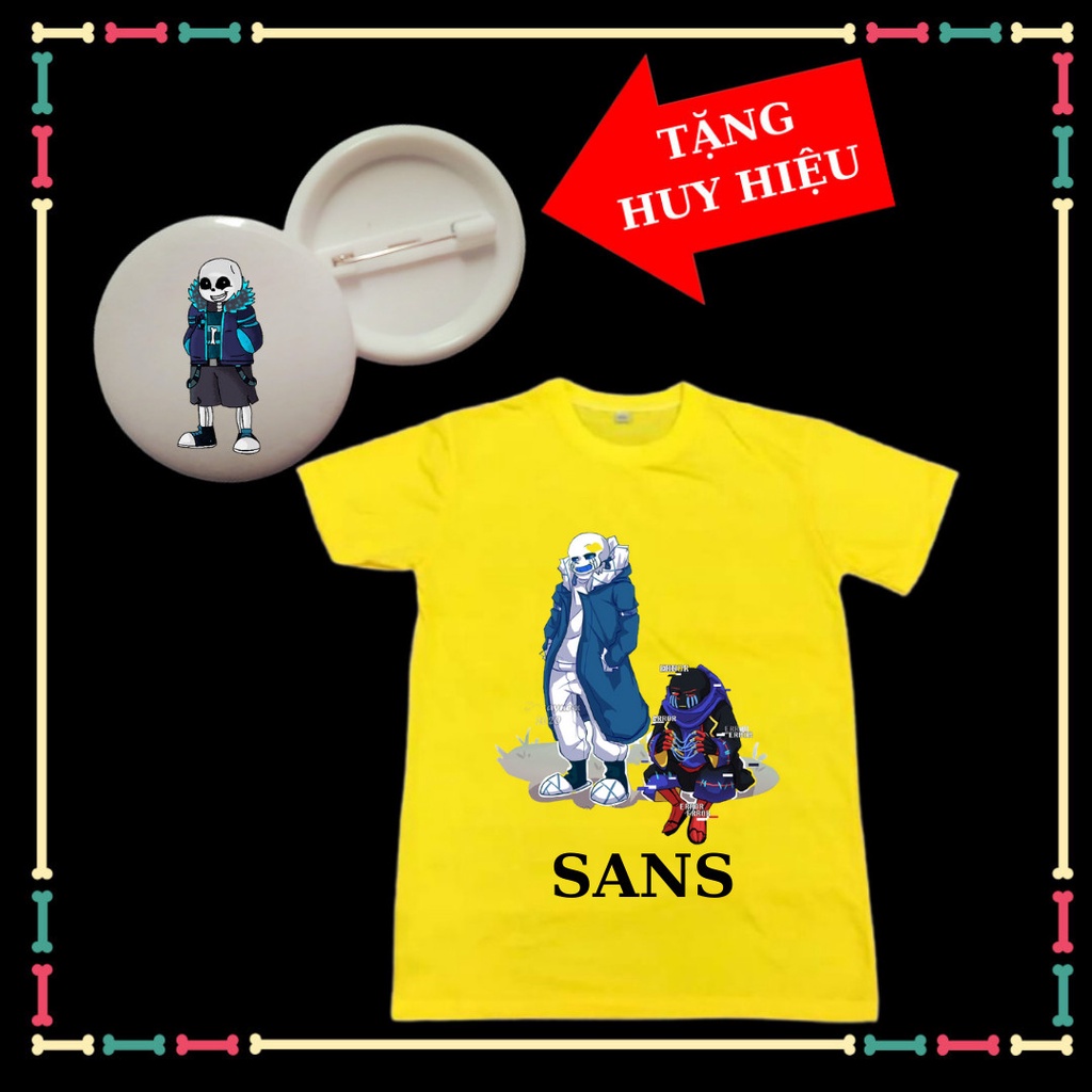 Áo thun Biệt đội Gangster Áo thun Error Sans Ink Sans siêu ngầu cho bé trai bé gái Tặng HUY HIỆU Sans
