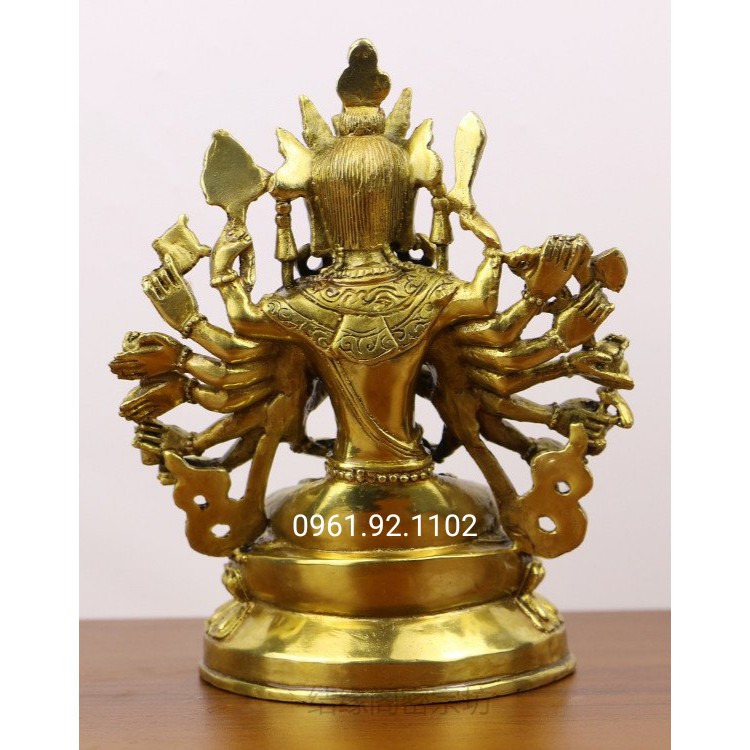 Tượng phật chuẩn đề - bồ tát thiên thủ thiên nhãn bằng đồng 20cm