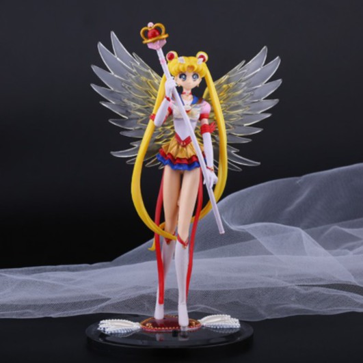 Mô hình Thủy Thủ Mặt Trăng có cánh nhựa đặc PVC trang trí bàn làm việc, trưng bày