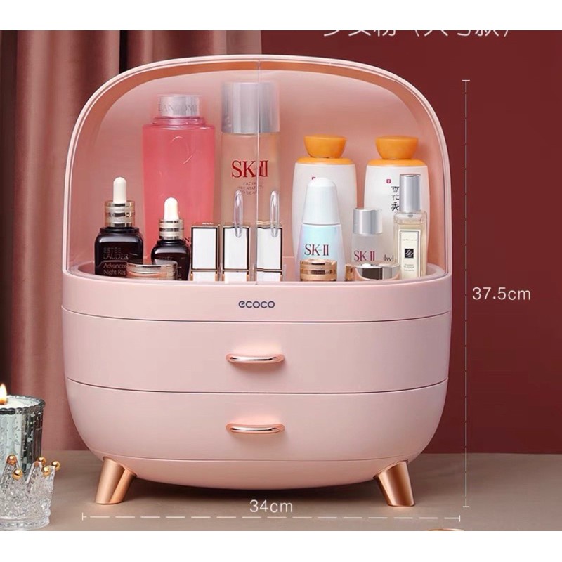 Tủ đựng mỹ phẩm 3 ngăn cao cấp ECOCO -  kệ mỹ phẩm 3 tầng chân cao chống bụi bẩn chất liệu sang trọng