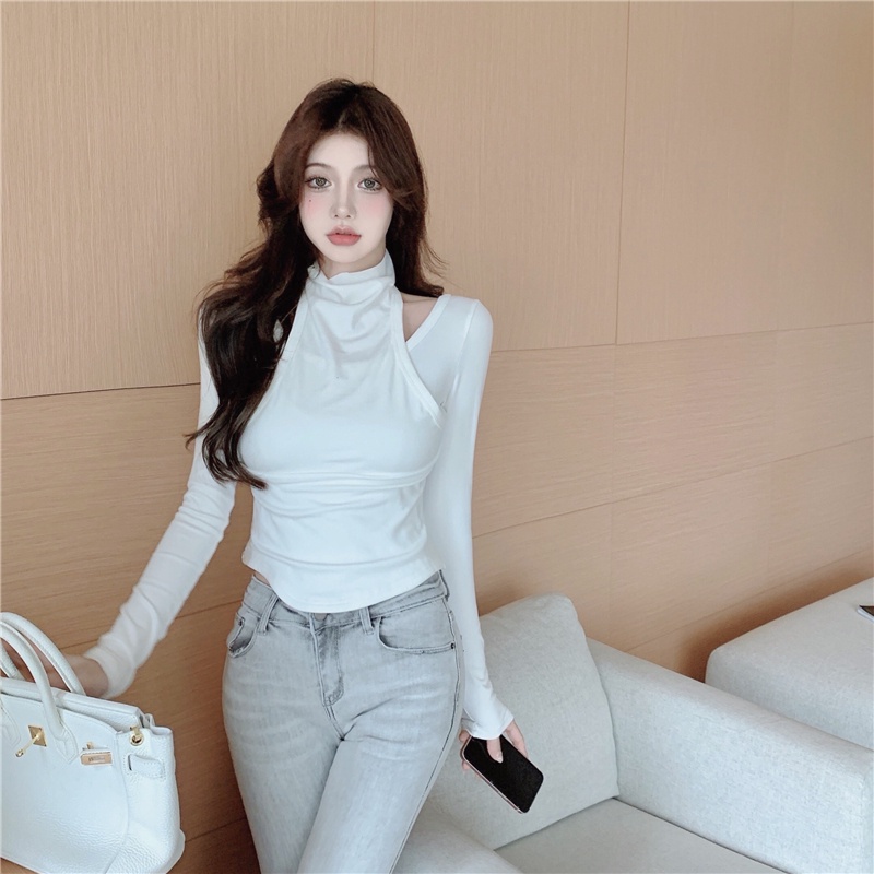 Áo tay dài cổ lọ dáng ôm quyến rũ thời trang cho nữ