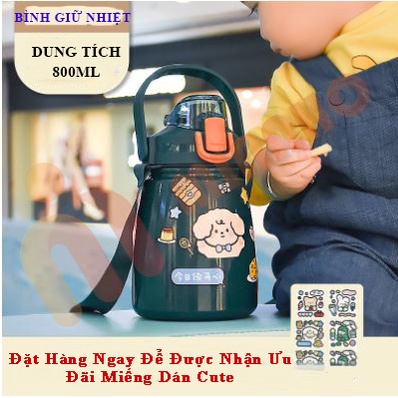 Bình nước giữ nhiệt Ulike 1000ml Minaho,bình giữ nhiệt lock lock inox 304,bình giữ nhiệt 12h có ống hút kèm Sticker